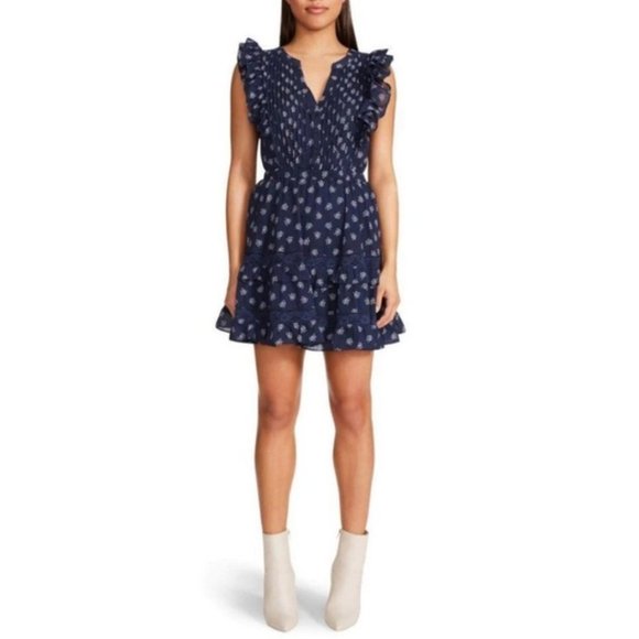 BB Dakota X Steve Madden Blue Floral Next Door Mini Dress - Picture 1 of 6